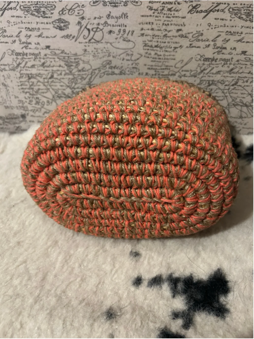 Unbranded Handmade Jute Basket One Size Beige and Orange